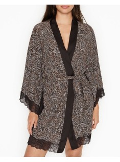 Халат Victoria's Secret Supersoft Lace trim Leopard Robe