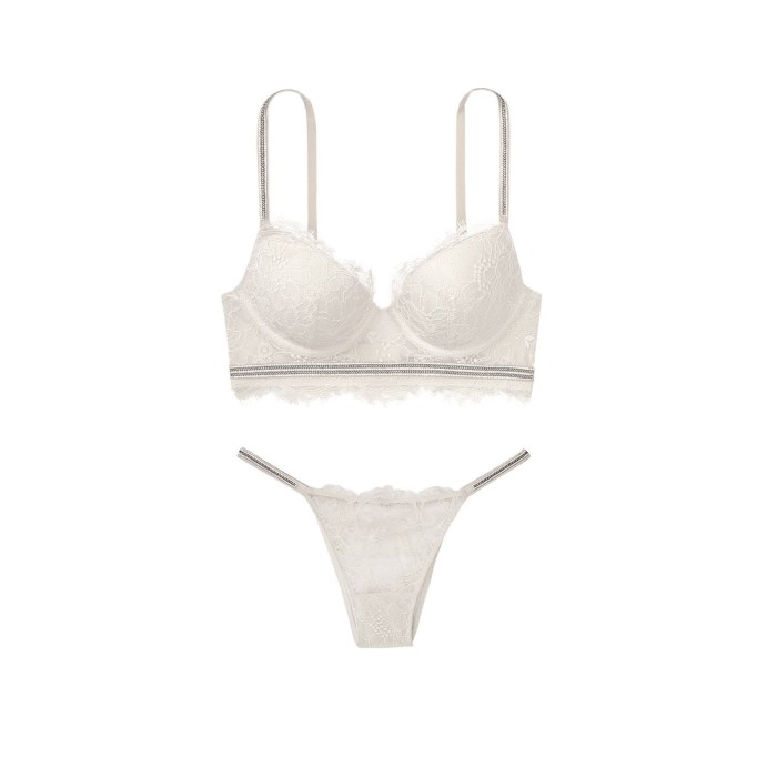 Комплект белья Victoria's Secret Very Sexy Crystal strap Silver Lace bra