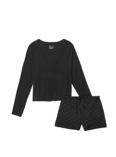 Піжама Victoria's Secret Black Modal Short Pj Set White Dot