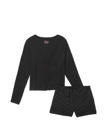 Піжама Victoria's Secret Black Modal Short Pj Set White Dot