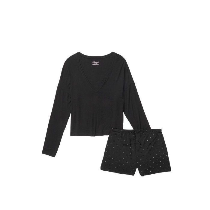 Піжама Victoria's Secret Black Modal Short Pj Set White Dot
