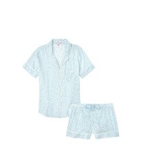 Пижама Victoria’s Secret Cotton Short Pj Set Sky Blue Leopard