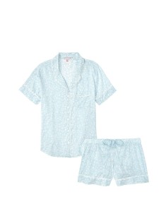 Піжама Victoria's Secret Cotton Short Pj Set Sky Blue Leopard