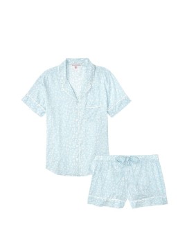 Піжама Victoria's Secret Cotton Short Pj Set Sky Blue Leopard