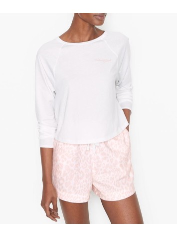 Піжама Victoria's Secret Cotton Short Pj Set White Leopard print