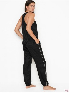 Піжама Victoria's Secret Long Cami Set Black Stripes