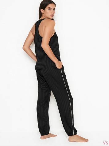 Піжама Victoria's Secret Long Cami Set Black Stripes