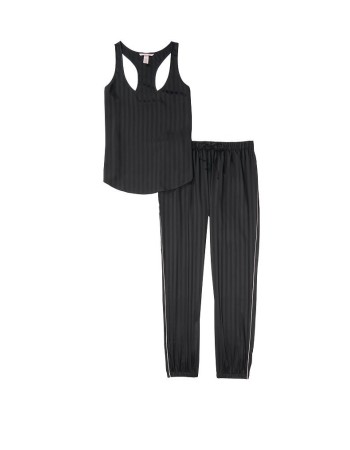 Пижама Victoria’s Secret Long Cami Set Black Stripes