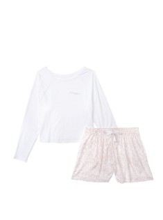 Піжама Victoria's Secret Cotton Short Pj Set White Leopard print
