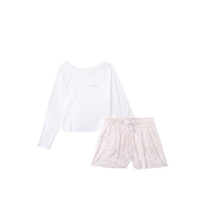 Піжама Victoria's Secret Cotton Short Pj Set White Leopard print