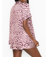 Піжама Вікторія Сікрет Satin Short PJ Set Pink leopard