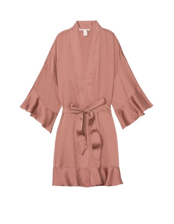 Халат Victoria's Secret Flounce Satin Kimono Robe Vintage rose