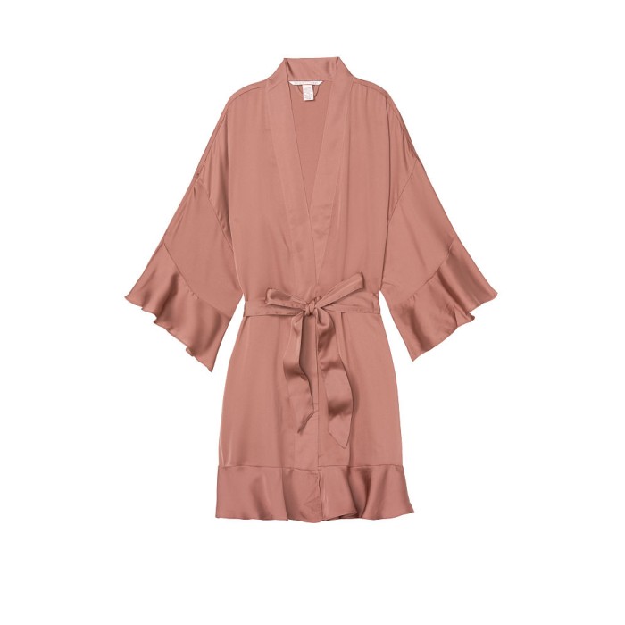Халат Victoria's Secret Flounce Satin Kimono Robe Vintage rose