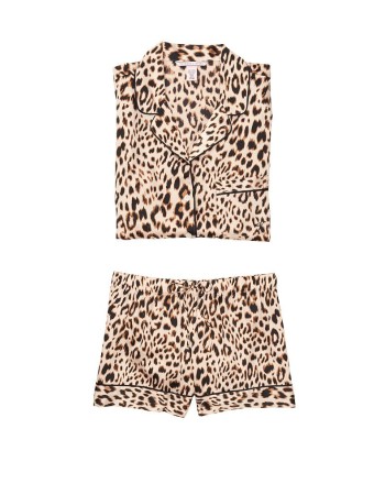 Пижама Victoria’s Secret The Satin Short Leopard PJ Set