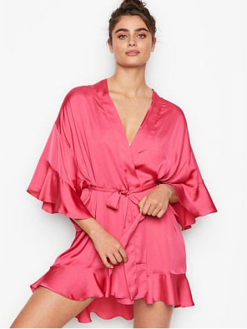 Сатиновий халат Victoria's Secret Satin Robe Pink