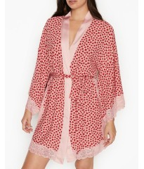 Халат Heavenly by Victoria's Secret Modal White Lace print Red hearts