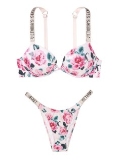 Купальник Виктория Сикрет c двойным пушап Shine Strap SWIM Call me Rose