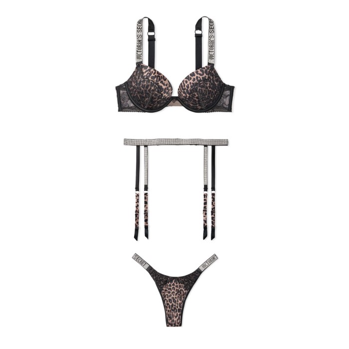 Комплект білизни VS Very Sexy Leopard Lace Shine Strap Bra set & Garter Belt