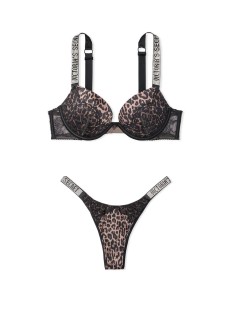 Комплект белья VS Very Sexy Leopard Lace Shine Strap Push-up Bra set