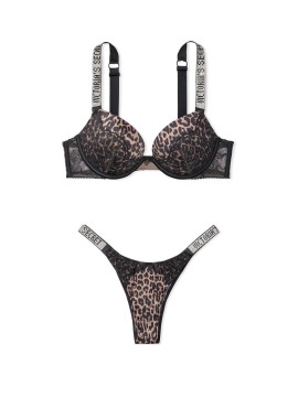 Комплект білизни VS Very Sexy Leopard Lace Shine Strap Push-up Bra set