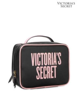 Средняя косметичка Victoria’s Secret Beauty Glam bag Logo VS Signature stripe