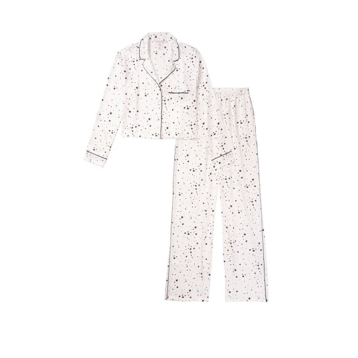 Піжама Victoria's Secret Satin Cropped Long PJ Set Stars