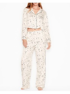 Піжама Victoria's Secret Satin Cropped Long PJ Set Stars