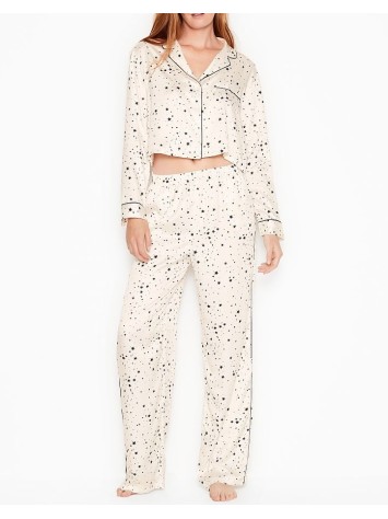 Піжама Victoria's Secret Satin Cropped Long PJ Set Stars