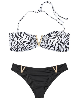 Купальник Виктория Сикрет V-hardware Bandeau Top Zebra print
