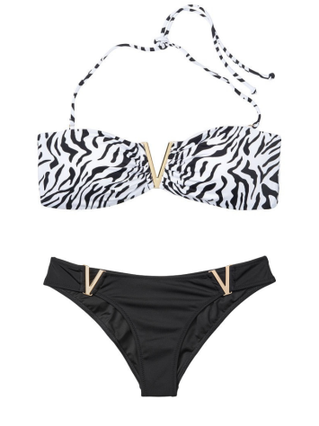 Купальник Вікторія Сікрет V-hardware Bandeau Top Zebra print