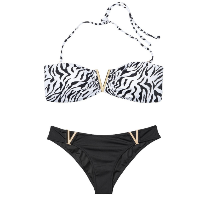 Купальник Виктория Сикрет V-hardware Bandeau Top Zebra print