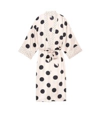 Халат Victoria's Secret Satin White Kimono print Black Dot