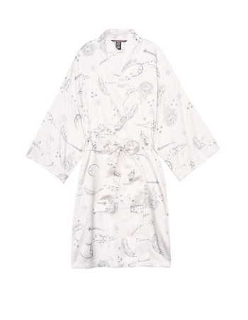 Халат Victoria's Secret The Satin White Kimono print Stars