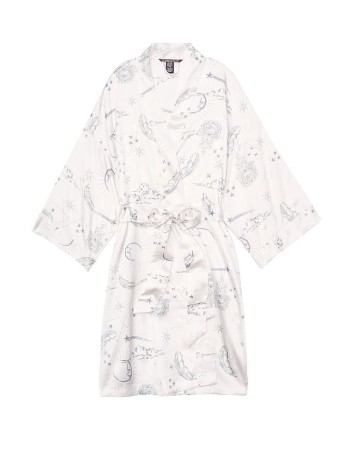 Халат Victoria's Secret The Satin White Kimono print Stars