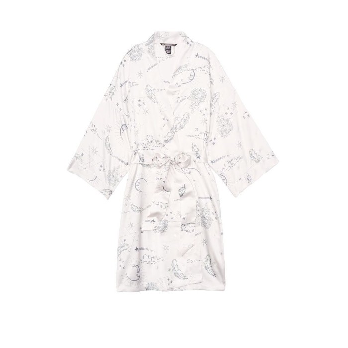 Халат Victoria's Secret The Satin White Kimono print Stars