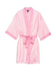 Сатиновий халат Вікторія Сікрет Flounce Satin Robe Pink Stripes