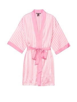 Сатиновий халат Вікторія Сікрет Flounce Satin Robe Pink Stripes
