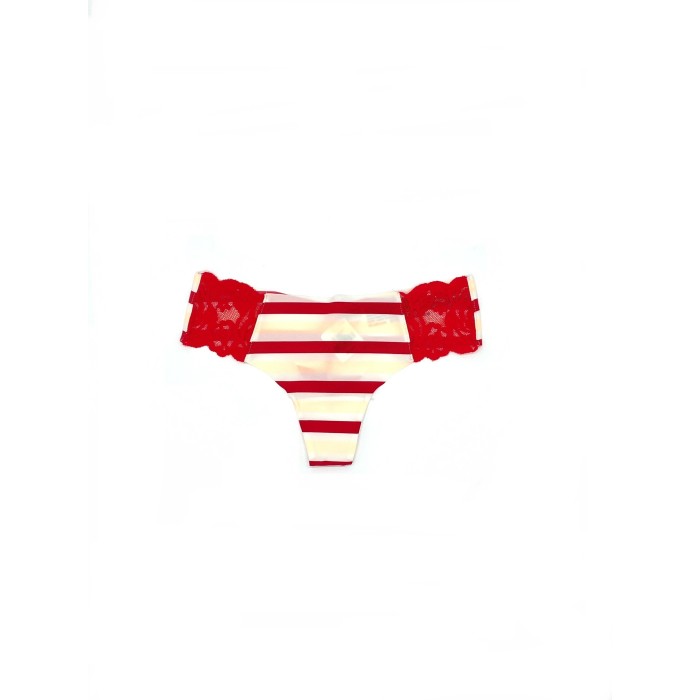 Трусики стринги Victoria’s Secret No show Thong panty print red stripes
