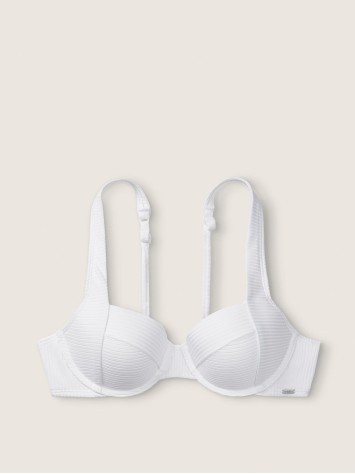 Купальник PINK Victoria's Secret push-up Swim Ribbed White Top