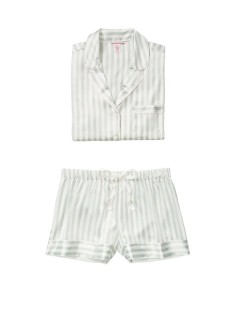 Сатинова піжама VS The Satin Short PJ Set Blue Stripe