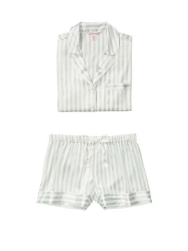 Сатинова піжама VS The Satin Short PJ Set Blue Stripe