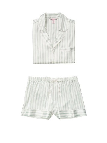 Сатинова піжама VS The Satin Short PJ Set Blue Stripe