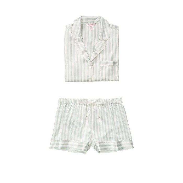 Сатинова піжама VS The Satin Short PJ Set Blue Stripe