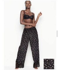 Піжама Victoria&#39;s Secret Long Cami Set Black Lace &amp; Flower print