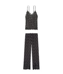 Піжама Victoria&#39;s Secret Long Cami Set Black Lace &amp; Flower print
