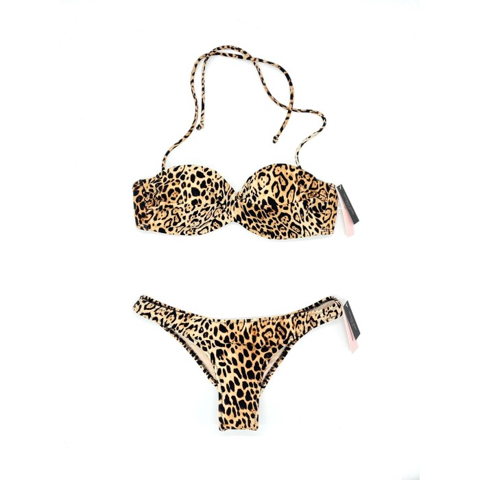 Купальник бандо с пушап Виктория Сикрет leopard