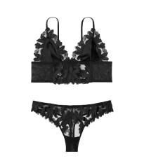 Комплект білизни Вікторія Сікрет Unlined Floral Embroidered Long Line Bralette &amp; Thong panty