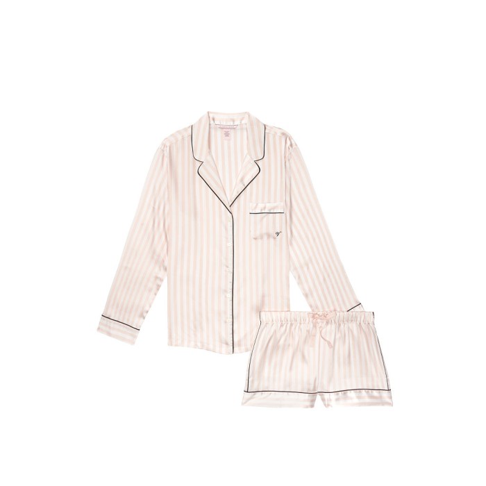 Сатиновая пижама VS Satin Short Pj Set Signature Stripes