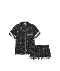 Сатинова піжама VS Satin Short Pj Set print Black stars