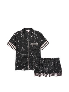 Сатинова піжама VS Satin Short Pj Set print Black stars